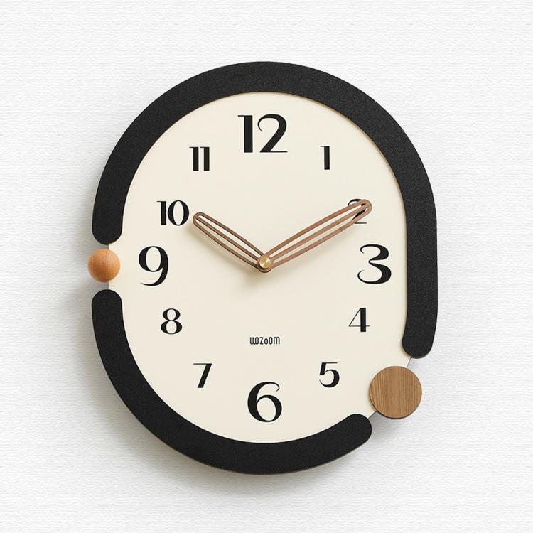 wozoom Retro Oval Wall Clock Silent Decorative Quartz Clock, Minimalist Black, 3D Design Aluminum Hands Brown, 3D Design Aluminum Hands Black, 3D Design Wooden Hands Black, 3D Design Wooden Hands Brown, 3D Design Wooden Hands Red                       ...