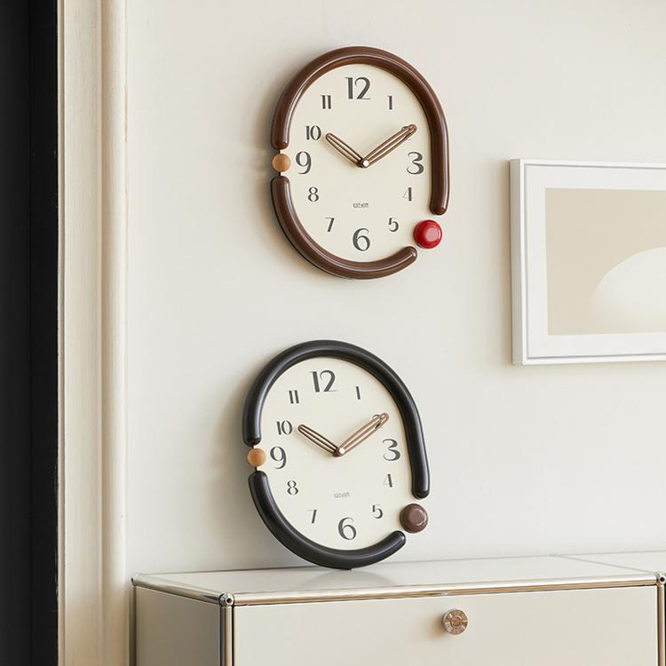 wozoom Retro Oval Wall Clock Silent Decorative Quartz Clock, Minimalist Black, 3D Design Aluminum Hands Brown, 3D Design Aluminum Hands Black, 3D Design Wooden Hands Black, 3D Design Wooden Hands Brown, 3D Design Wooden Hands Red                       ...