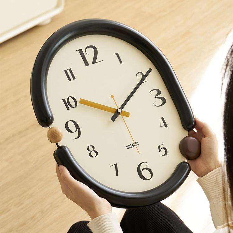 wozoom Retro Oval Wall Clock Silent Decorative Quartz Clock, Minimalist Black, 3D Design Aluminum Hands Brown, 3D Design Aluminum Hands Black, 3D Design Wooden Hands Black, 3D Design Wooden Hands Brown, 3D Design Wooden Hands Red                       ...