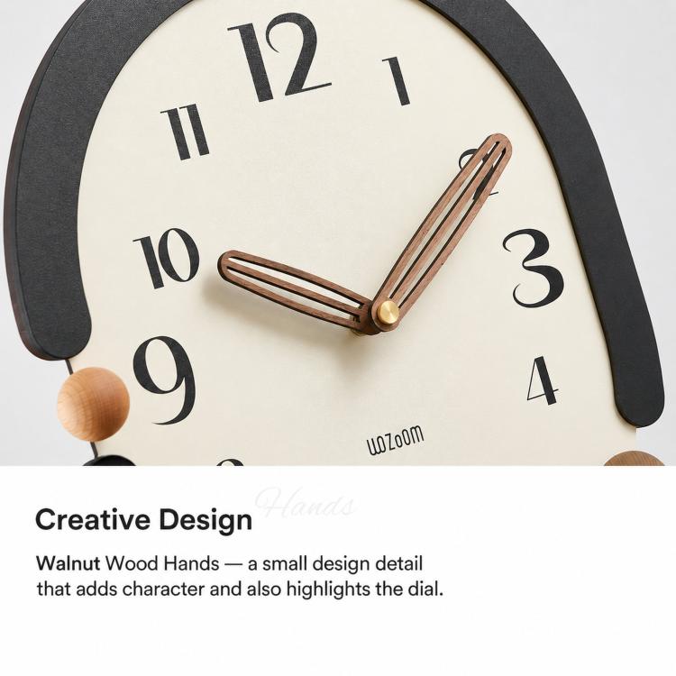 wozoom Retro Oval Wall Clock Silent Decorative Quartz Clock, Minimalist Black, 3D Design Aluminum Hands Brown, 3D Design Aluminum Hands Black, 3D Design Wooden Hands Black, 3D Design Wooden Hands Brown, 3D Design Wooden Hands Red                       ...