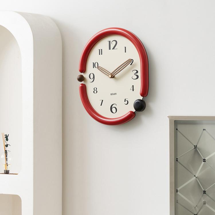 wozoom Retro Oval Wall Clock Silent Decorative Quartz Clock, Minimalist Black, 3D Design Aluminum Hands Brown, 3D Design Aluminum Hands Black, 3D Design Wooden Hands Black, 3D Design Wooden Hands Brown, 3D Design Wooden Hands Red                       ...