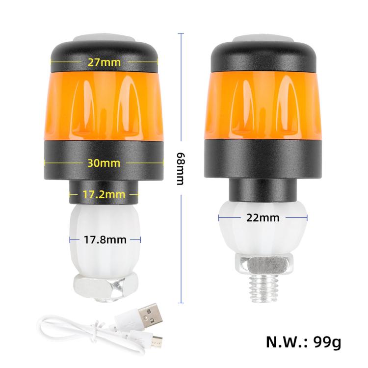 ULIP USB Rechargeable Bike Handlebar End Lights LED Safety Warning Signal Lamps for 22mm Bar Grips