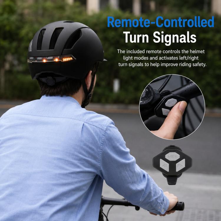 Smart Bike Helmet with Turn Signals LED Rechargeable Commuter Helmet for Electric Scooter Bicycle Skateboard