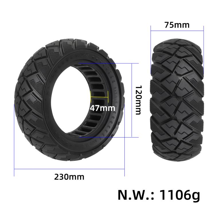 ULIP 9x3.0-5.5 Electric Scooter Solid Tire For Kukirin G2 Pro Off-Road Diamond Tread Replacement Tire