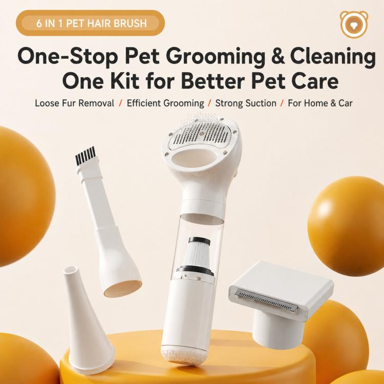 6-in-1 Cordless Pet Hair Vacuum Cleaner & Grooming Kit Strong Suction Handheld Car Vacuum
