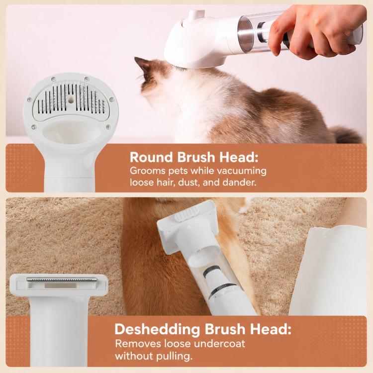 6-in-1 Cordless Pet Hair Vacuum Cleaner & Grooming Kit Strong Suction Handheld Car Vacuum