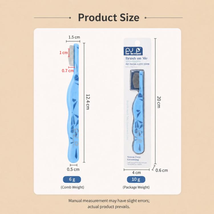 Mini Pet Facial and Eye Comb 0.35mm Fine Tooth Flea Comb with Curved Safety Metal Pins