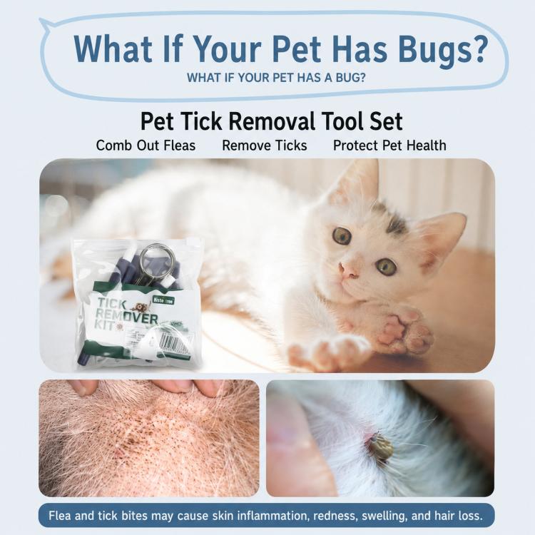 10-Piece Pet Tick Remover Kit with Magnifying Glass Tweezers, Lasso Pen, Flea Comb, 10-Piece Kit
