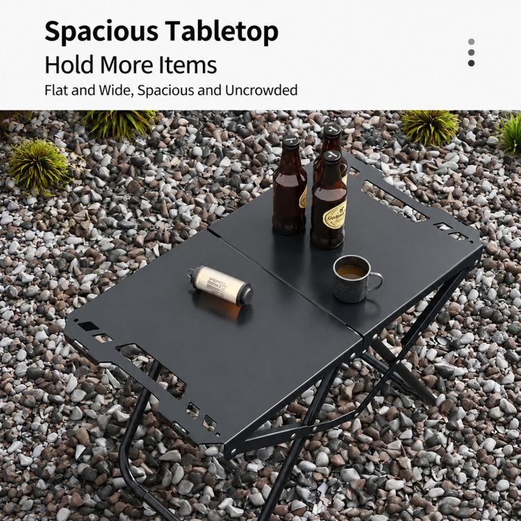Folding Camping Table Carbon Steel Portable Outdoor Picnic Desk, With Light Stand, Single Table