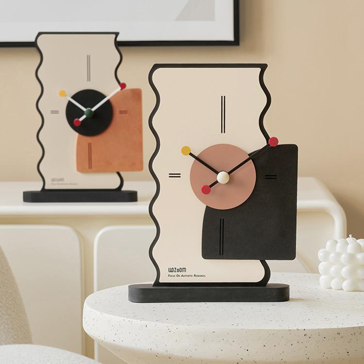 wozoom Geometric Desk Clock Silent Acrylic Table Clocks For Bedroom Living Room Decor, Digital Cream Orange, Digital Cream Black, Simple Cream Orange, Simple Cream Black, Digital With Second Hand Cream Orange, Digital With Second Hand Cream Black