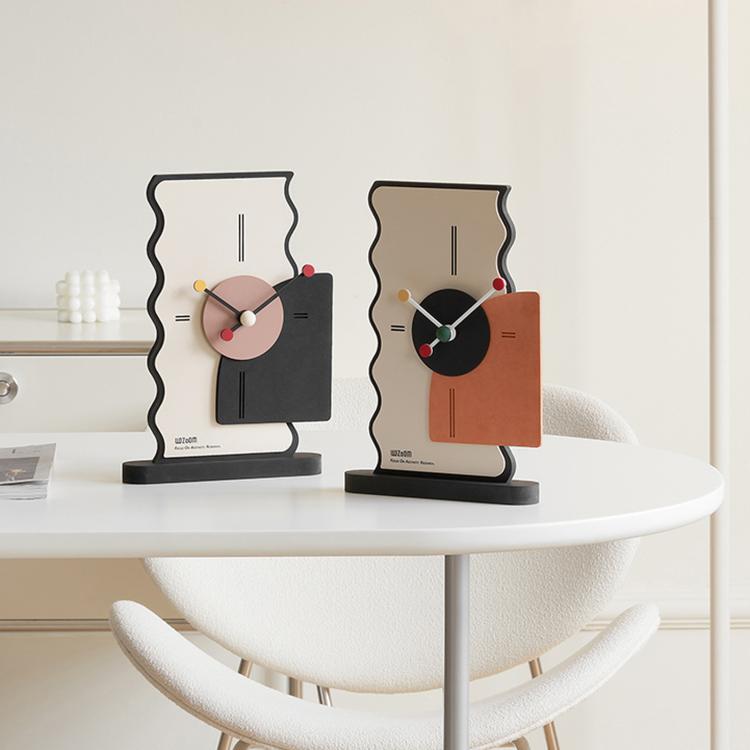 wozoom Geometric Desk Clock Silent Acrylic Table Clocks For Bedroom Living Room Decor, Digital Cream Orange, Digital Cream Black, Simple Cream Orange, Simple Cream Black, Digital With Second Hand Cream Orange, Digital With Second Hand Cream Black
