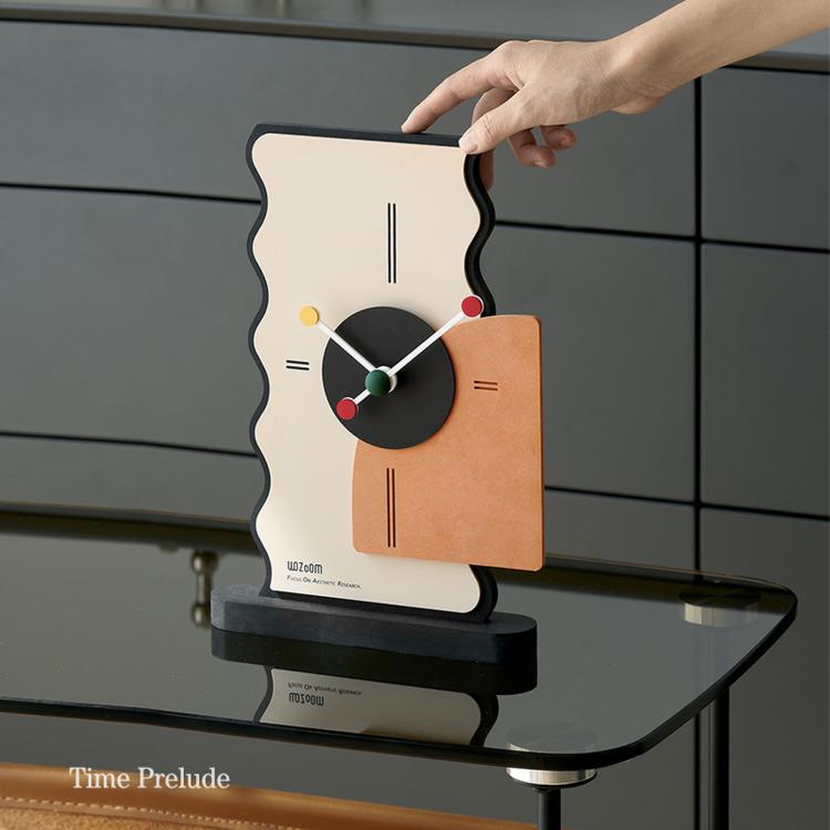 wozoom Geometric Desk Clock Silent Acrylic Table Clocks For Bedroom Living Room Decor, Digital Cream Orange, Digital Cream Black, Simple Cream Orange, Simple Cream Black, Digital With Second Hand Cream Orange, Digital With Second Hand Cream Black
