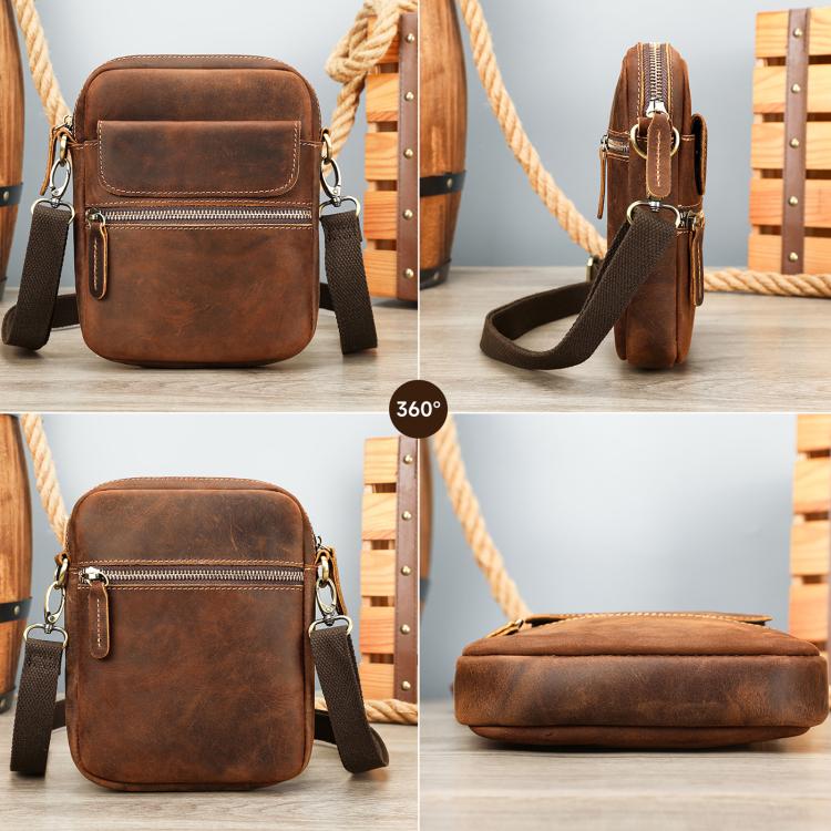 MASIWEI 7350 Vintage Leather Crossbody Bag Small Messenger Shoulder Purse Casual Phone Pouch