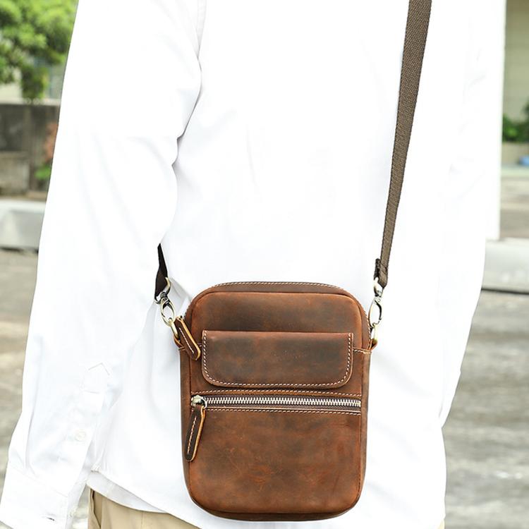 MASIWEI 7350 Vintage Leather Crossbody Bag Small Messenger Shoulder Purse Casual Phone Pouch