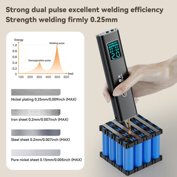 Awgem AS2 Portable Spot Welder with Screen Double Pulse 90 Gears Handheld Battery Welder, AS2