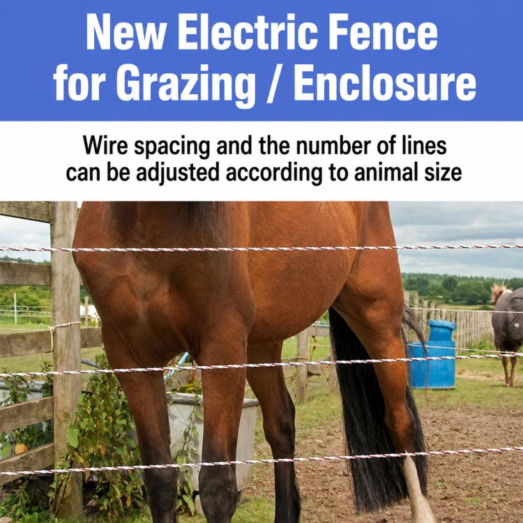 Electric Fence Conductive Rope For Farms Electrified Livestock Fencing Wire For Cattle And Sheep, 200m/2mm, 500m/2mm