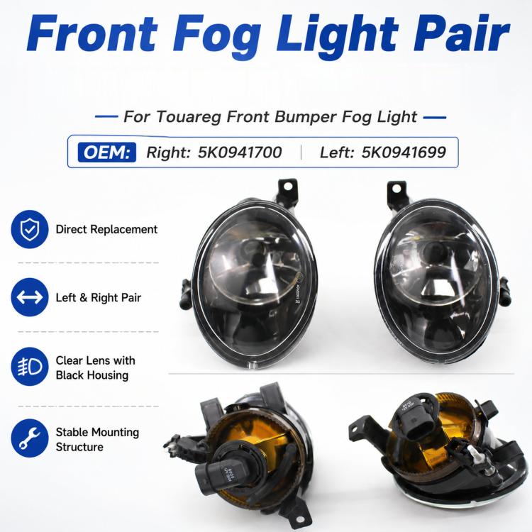 For Volkswagen Front Bumper Fog Lights, Right 5K0941700, Left 5K0941699