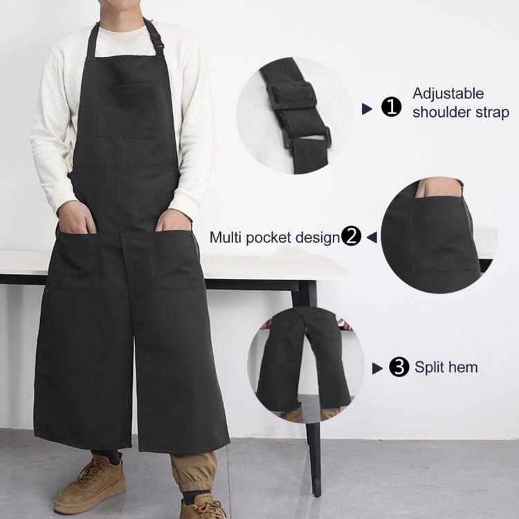 Split Leg Apron Adjustable Halter Smock with 3 Pockets for Clay Wheel Artist Florist Gardening
