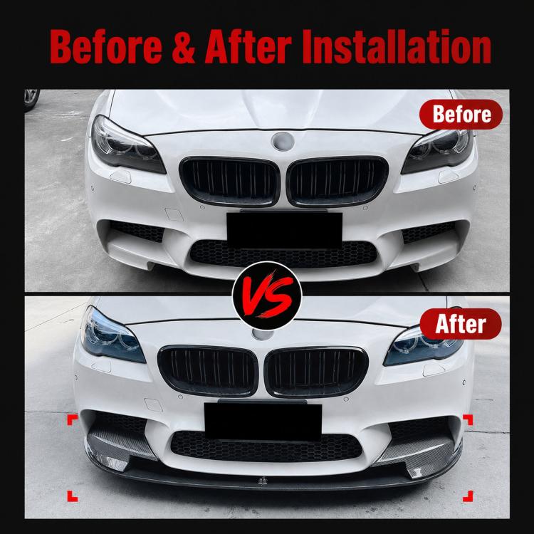 For BMW 5 Series F10 M5 F11 2011-2017 Car Accessories Stickers, Front Bumper Trim Black, Front Bumper Trim Carbon Fiber, Front Lip Black, Front Lip Carbon Fiber
