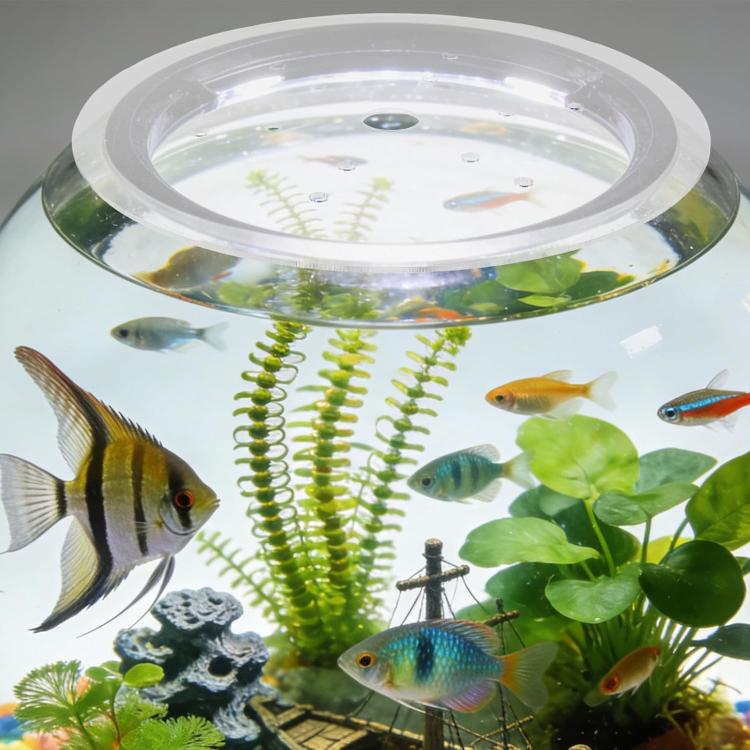 7.47-inch Clear Acrylic Round Fish Tank Lid Circular Aquarium Anti-Jumping Cover with Center Feeding Hole & Ventilation Pores, YX258