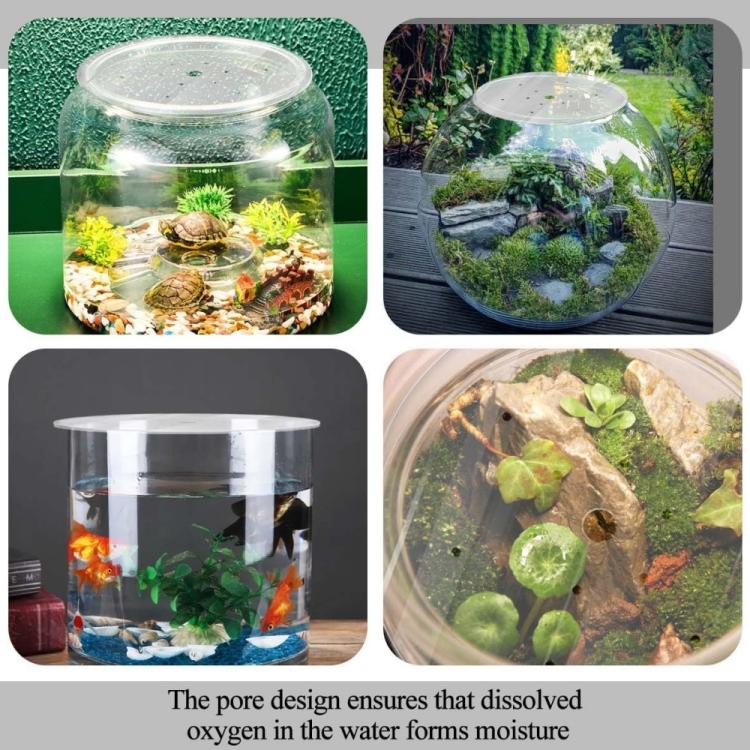 7.47-inch Clear Acrylic Round Fish Tank Lid Circular Aquarium Anti-Jumping Cover with Center Feeding Hole & Ventilation Pores, YX258