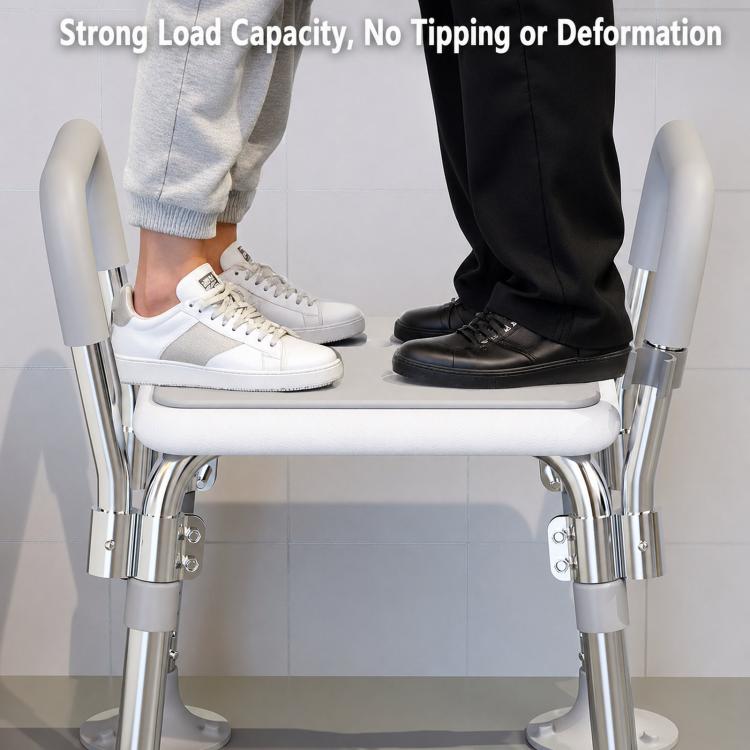 Anti-Slip Suction Bath Chair For Elderly Adjustable Bathroom Stool For Shower & Toilet Dual Use