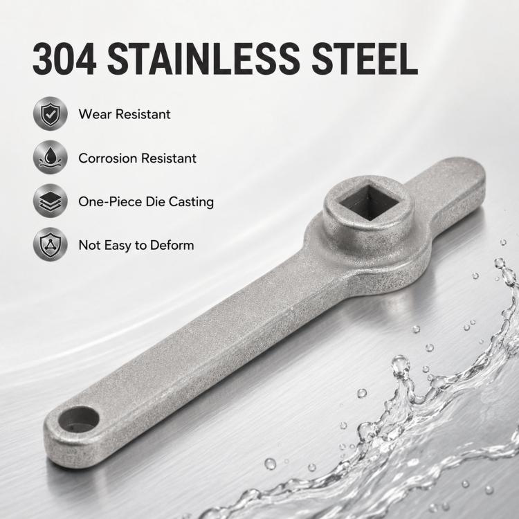 304 Stainless Steel Radiator Air Outlet Square Hole Wrench, 70.5x9.2mm