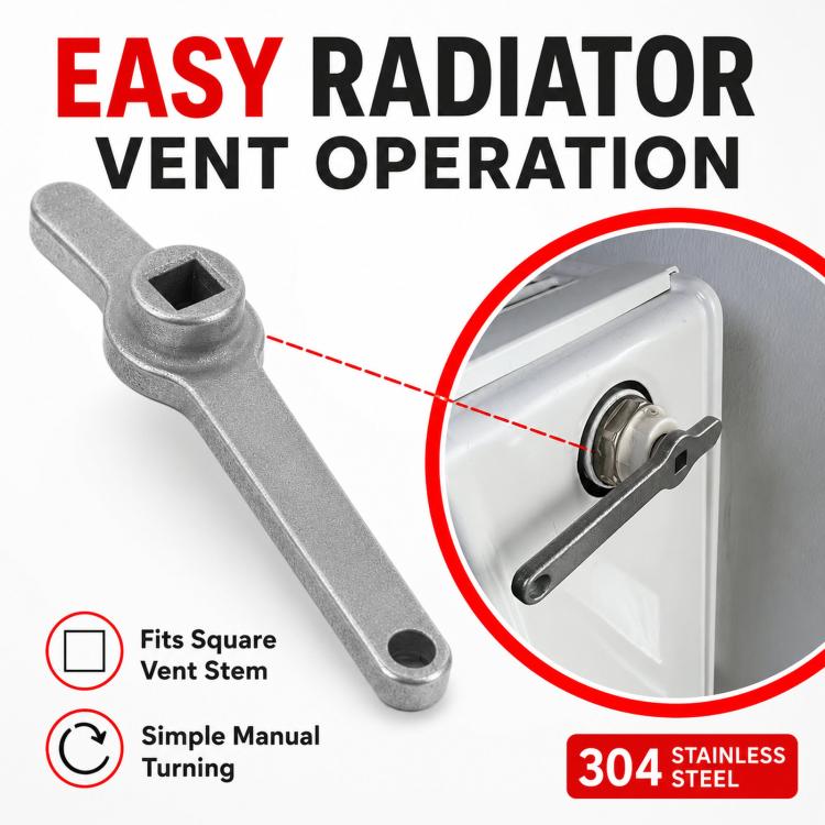 304 Stainless Steel Radiator Air Outlet Square Hole Wrench, 70.5x9.2mm