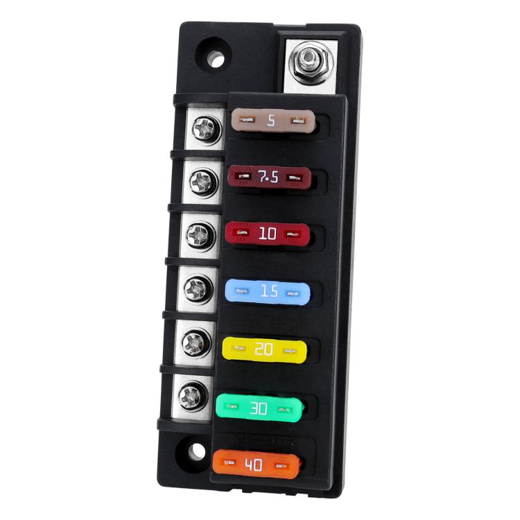 1-In-6-Out Waterproof Automotive Blade Fuse Holder, Without Lights, With Lights