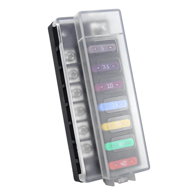 1-In-6-Out Waterproof Automotive Blade Fuse Holder, Without Lights, With Lights