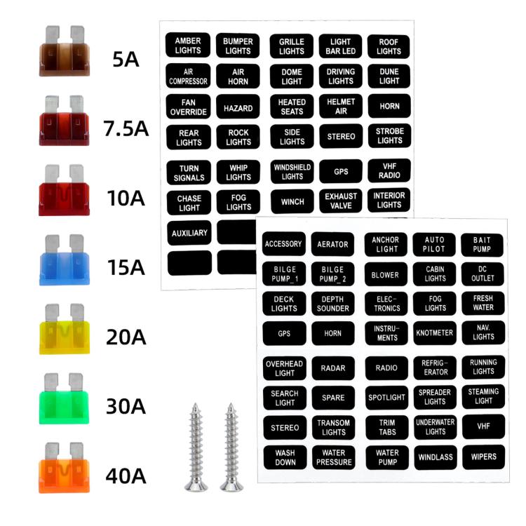 1-In-6-Out Waterproof Automotive Blade Fuse Holder, Without Lights, With Lights
