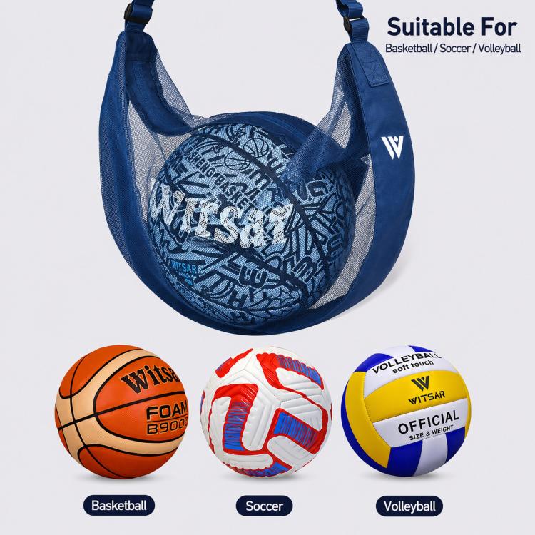 Witsar Crossbody Basketball Bag Breathable Mesh Sports Ball Carrier with Inner Zipper Pocket