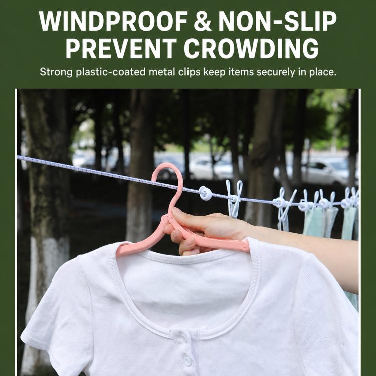 1.8m Portable Travel Clothesline Non-Slip Elastic Laundry Rope With 12 Clips