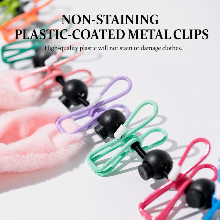 1.8m Portable Travel Clothesline Non-Slip Elastic Laundry Rope With 12 Clips