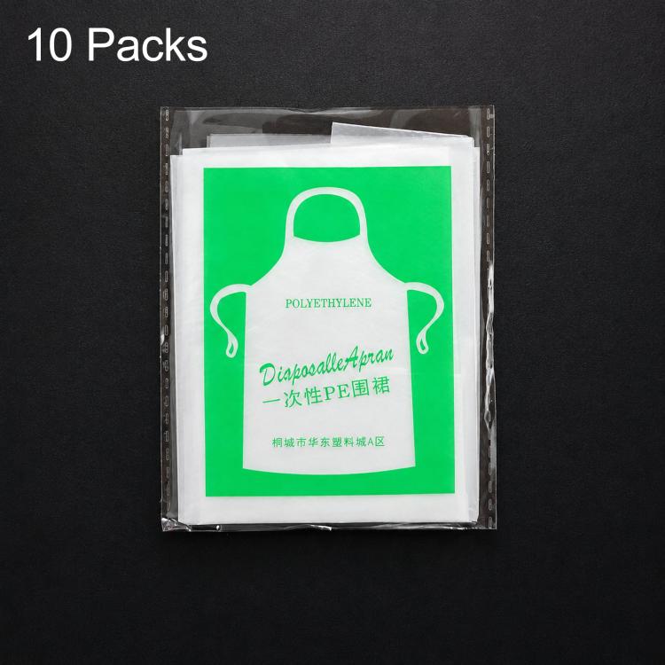 10 Packs Disposable Plastic Aprons Individually Wrapped Waterproof PE Aprons, Kids 55x65 cm, Adult 60x90 cm, Adult 70x140 cm