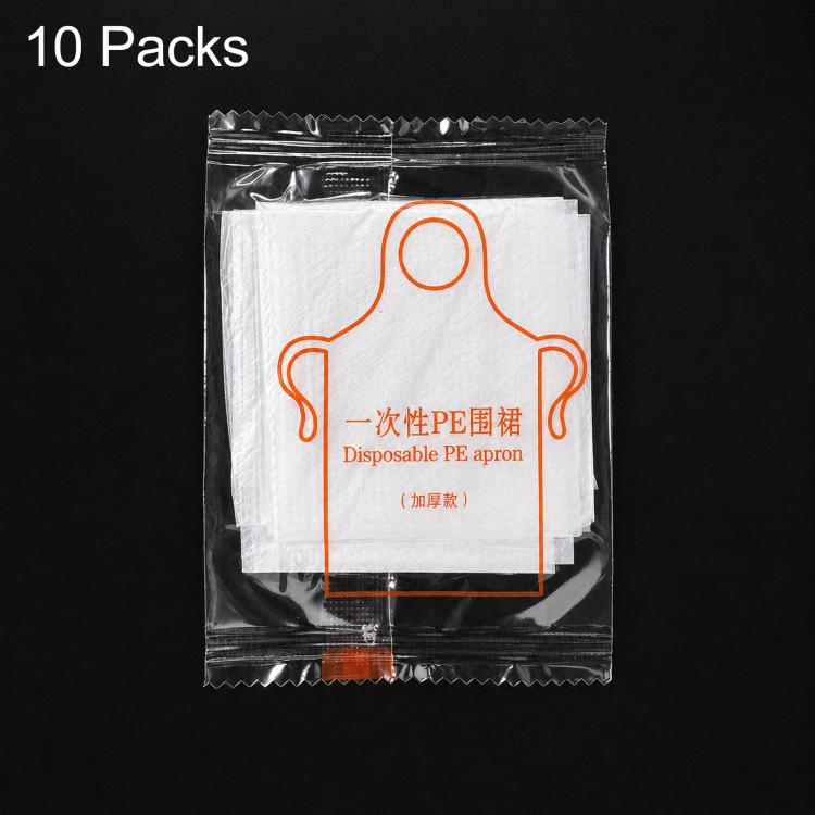 10 Packs Disposable Plastic Aprons Individually Wrapped Waterproof PE Aprons, Kids 55x65 cm, Adult 60x90 cm, Adult 70x140 cm