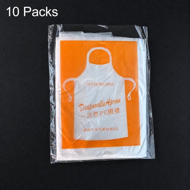 10 Packs Disposable Plastic Aprons Individually Wrapped Waterproof PE Aprons, Kids 55x65 cm, Adult 60x90 cm, Adult 70x140 cm