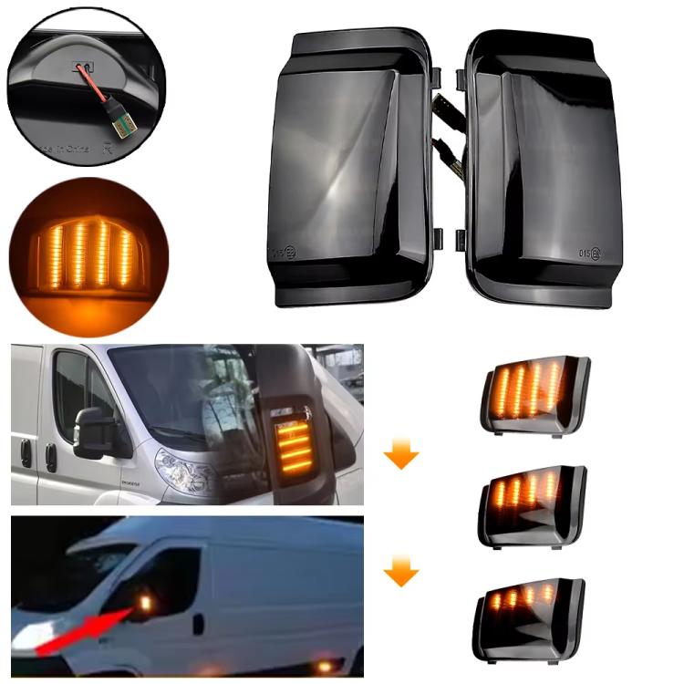 1 Pair Dynamic LED Side Mirror Turn Signal Light Assembly For Fiat Ducato / Peugeot Boxer / Ram ProMaster / Citroen Jumper Relay 2006-2019