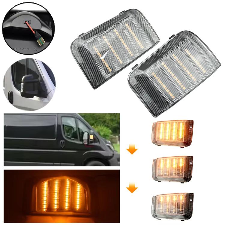 1 Pair Dynamic LED Side Mirror Turn Signal Light Assembly For Fiat Ducato / Peugeot Boxer / Ram ProMaster / Citroen Jumper Relay 2006-2019