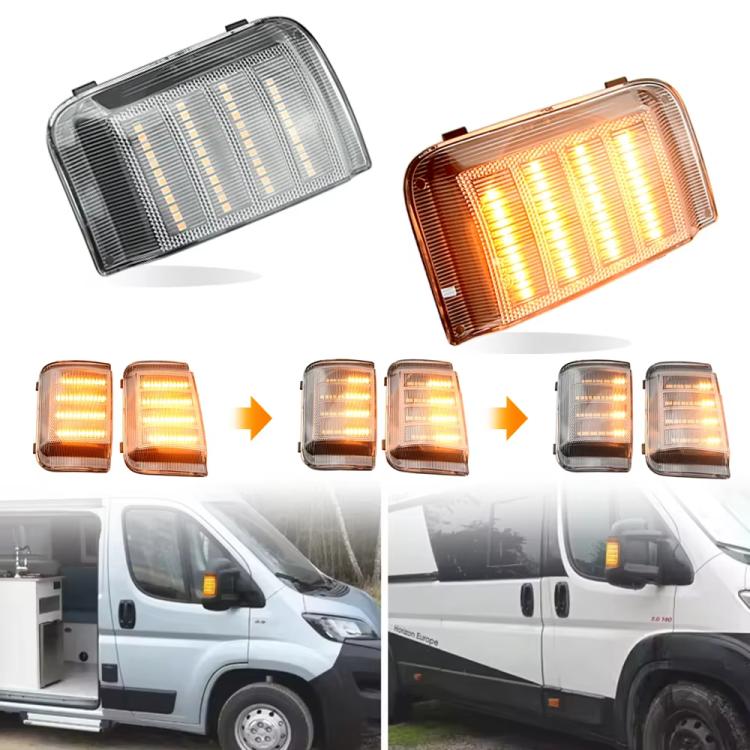 1 Pair Dynamic LED Side Mirror Turn Signal Light Assembly For Fiat Ducato / Peugeot Boxer / Ram ProMaster / Citroen Jumper Relay 2006-2019