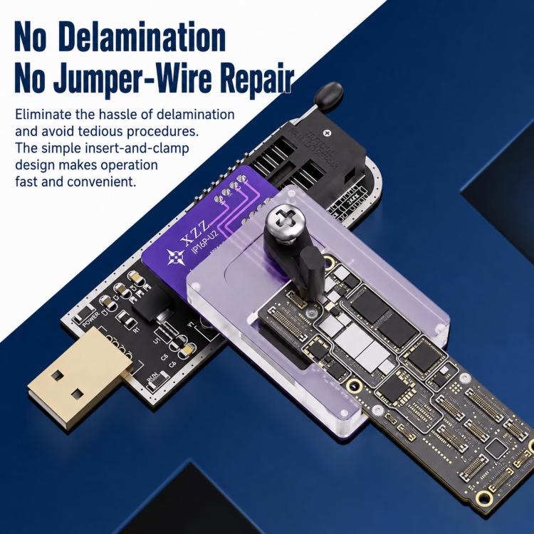 XZZ U2 Charging Chip Reader Writer Fixture With CH341A Programmer For iPhone 15 Pro / 15 Pro Max / 16 Pro, 3 in 1
