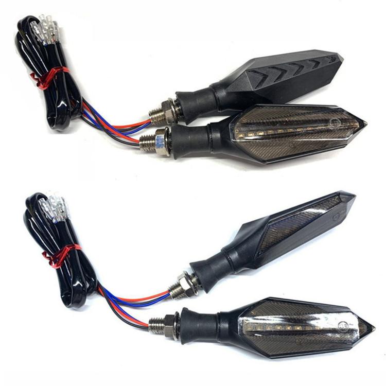1 Pair Sequential LED Motorcycle Turn Signals with Arrow DRL Dual-Sided Flowing Amber Indicator Blinkers Light
