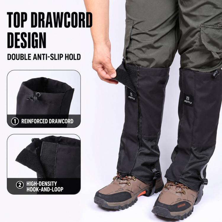 1 Pair AOTU AT8908 Waterproof Hiking Leg Gaiters Adjustable Snow Gaiters With TPU Strap For Outdoor Walking Hunting