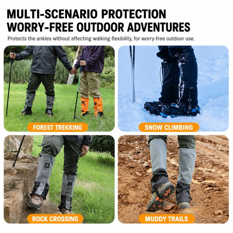 1 Pair AOTU AT8908 Waterproof Hiking Leg Gaiters Adjustable Snow Gaiters With TPU Strap For Outdoor Walking Hunting