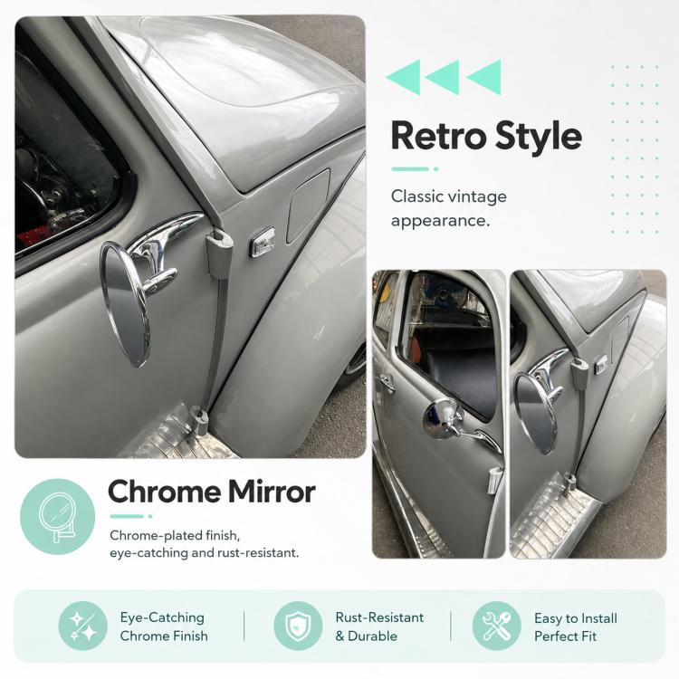 1 Pair Retro Exterior Door Rearview Mirror Set for Classic Cars, Hot Rods, Muscle Cars & Vintage Trucks