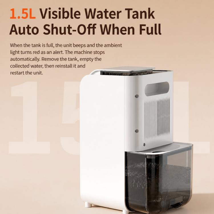 1.5L Small Home Dehumidifier With Timer  Auto Defrost & 7-Color Light, EU Plug, US Plug, UK Plug