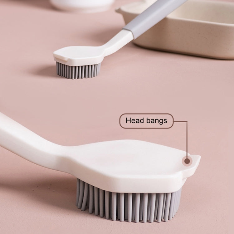 Two-color Bangs Head Wash Pot Brush Kitchen Long Handle Cleaning Brush, Blue, Gray White, Pink