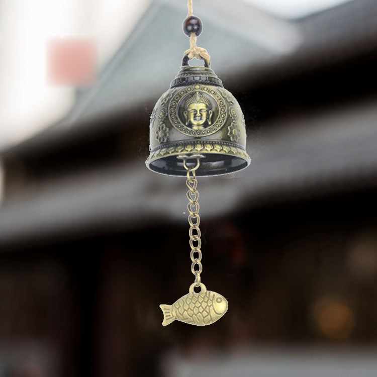 Good Fortune Fortune House Creative Buddha Statue Model Bell Car Hanging Gift, Bell Hanging