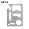 100 PCS 11 in 1 Outdoor Portable Multi-function Stainless Steel Hollow Tool Card Cutter with Leather Case, Size: 6.9 x 4.5cm, 10 PCS
