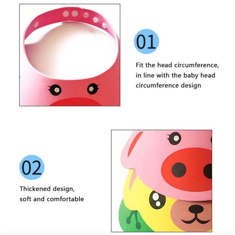 2 PCS Baby Kids Cap Shower Cap Baby Bath Cap Shower Hat Bath Visor Kids Bath Wash Hair Shield Hat, Pink Pig, Yellow Dog, Green Frog
